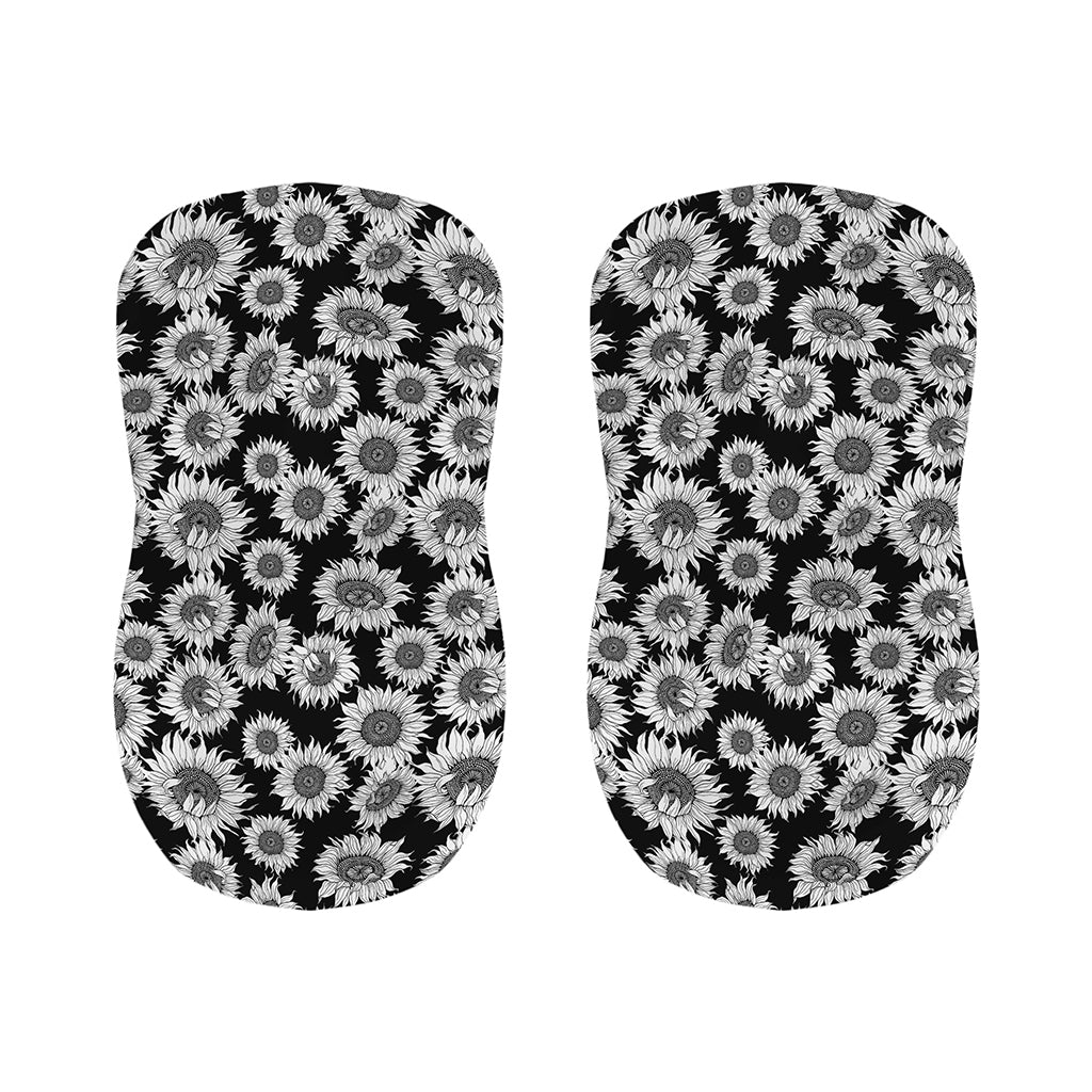 Black And White Sunflower Pattern Print Bar Stool Covers