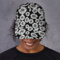 Black And White Sunflower Pattern Print Baseball Cap