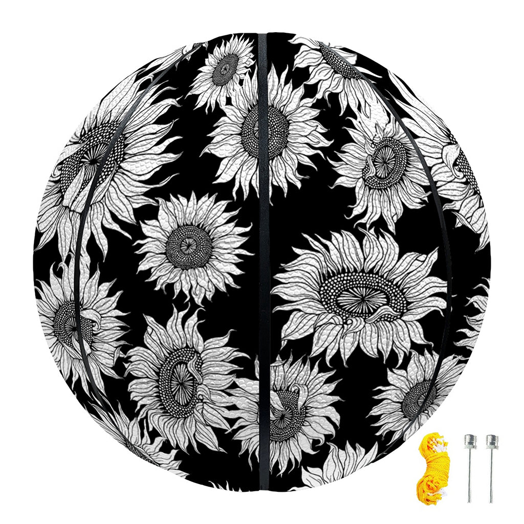 Black And White Sunflower Pattern Print Basketball