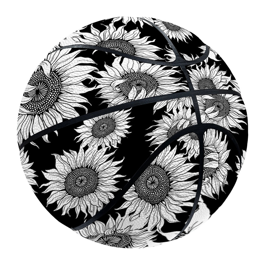 Black And White Sunflower Pattern Print Basketball