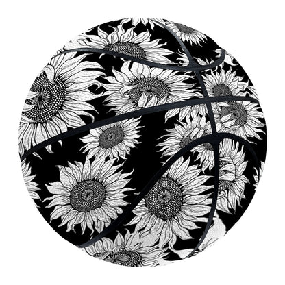 Black And White Sunflower Pattern Print Basketball