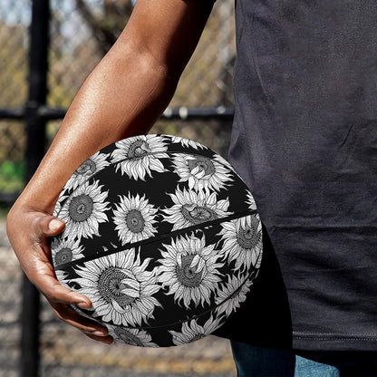 Black And White Sunflower Pattern Print Basketball