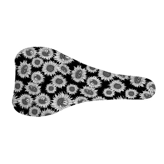 Black And White Sunflower Pattern Print Bicycle Seat Cover