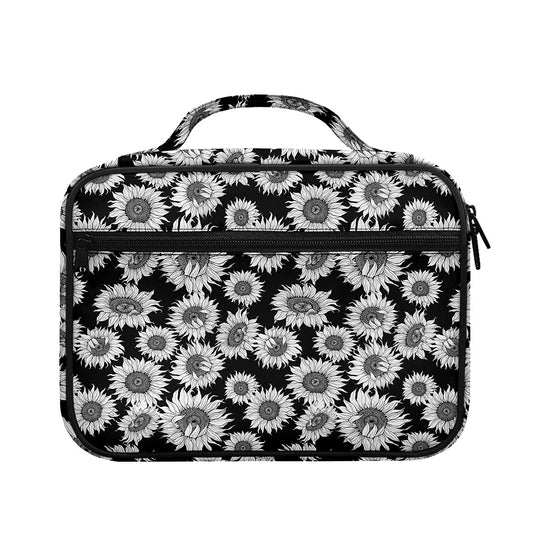 Black And White Sunflower Pattern Print Briefcase Bible Bag