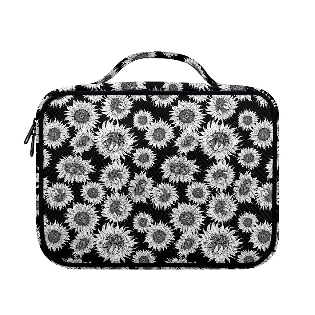 Black And White Sunflower Pattern Print Briefcase Bible Bag