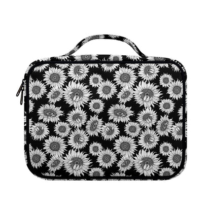 Black And White Sunflower Pattern Print Briefcase Bible Bag
