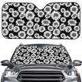 Black And White Sunflower Pattern Print Car Windshield Sun Shade