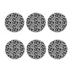 Black And White Sunflower Pattern Print Coaster Set