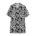 Black And White Sunflower Pattern Print Cotton Hawaiian Shirt