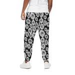 Black And White Sunflower Pattern Print Cotton Pants