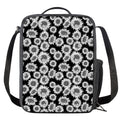 Black And White Sunflower Pattern Print Crossbody Lunch Bag
