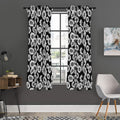 Black And White Sunflower Pattern Print Grommet Curtain Panels