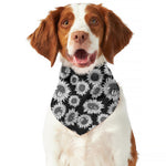 Black And White Sunflower Pattern Print Dog Bandana