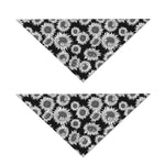 Black And White Sunflower Pattern Print Dog Bandana