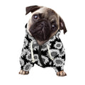 Black And White Sunflower Pattern Print Dog Zip Up Hoodie
