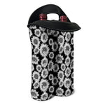 Black And White Sunflower Pattern Print Double Neoprene Wine Tote