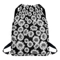 Black And White Sunflower Pattern Print Drawstring Backpack