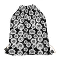 Black And White Sunflower Pattern Print Drawstring Bag