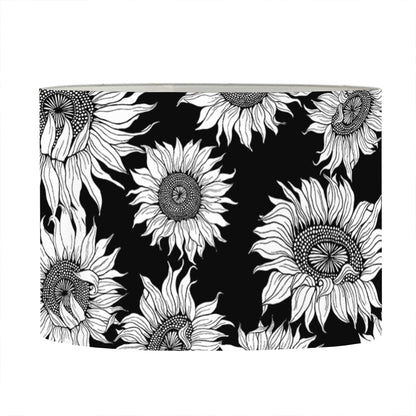 Black And White Sunflower Pattern Print Drum Lamp Shade