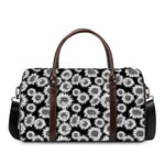 Black And White Sunflower Pattern Print Duffle Bag