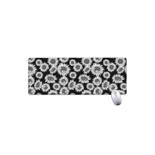 Black And White Sunflower Pattern Print Extended Mouse Pad