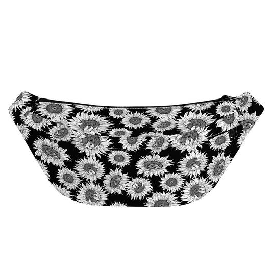 Black And White Sunflower Pattern Print Fanny Pack