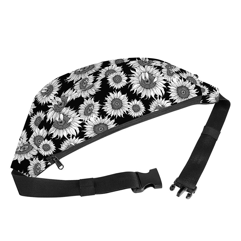 Black And White Sunflower Pattern Print Fanny Pack