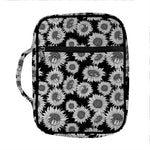 Black And White Sunflower Pattern Print Front Pocket Bible Bag