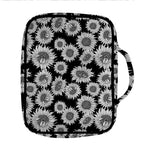 Black And White Sunflower Pattern Print Front Pocket Bible Bag
