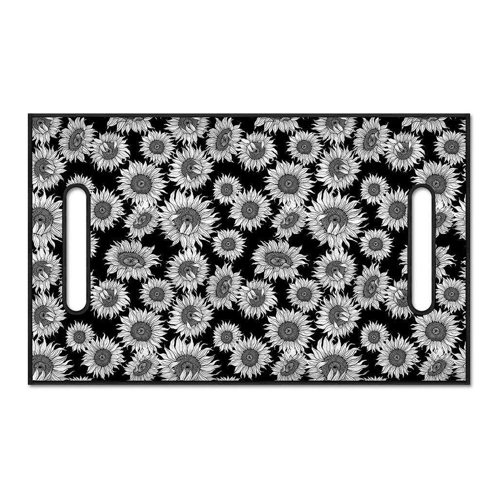 Black And White Sunflower Pattern Print Golf Cart Seat Cover