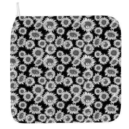 Black And White Sunflower Pattern Print Hand Towel