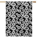 Black And White Sunflower Pattern Print House Flag