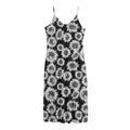 Black And White Sunflower Pattern Print Jersey Midi Cami Dress
