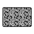 Black And White Sunflower Pattern Print Kitchen Mat