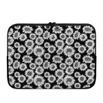 Black And White Sunflower Pattern Print Laptop Sleeve