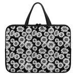 Black And White Sunflower Pattern Print Laptop Sleeve With Handle
