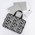 Black And White Sunflower Pattern Print Laptop Sleeve With Handle