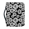 Black And White Sunflower Pattern Print Leather Bible Cover