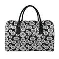 Black And White Sunflower Pattern Print Leather Duffel Bag