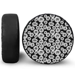 Black And White Sunflower Pattern Print Leather Spare Tire Cover
