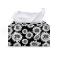 Black And White Sunflower Pattern Print Leather Tissue Box Cover