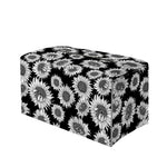 Black And White Sunflower Pattern Print Leather Tissue Box Cover