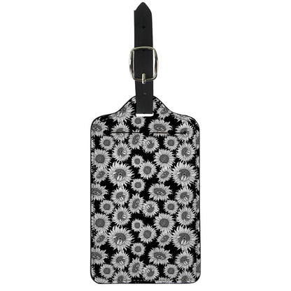 Black And White Sunflower Pattern Print Luggage Tag