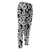 Black And White Sunflower Pattern Print Men's Compression Pants