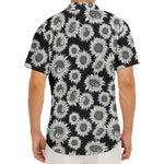 Black And White Sunflower Pattern Print Men's Deep V-Neck Shirt