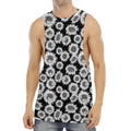 Black And White Sunflower Pattern Print Men's Muscle Tank Top