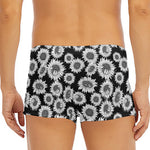 Black And White Sunflower Pattern Print Men's Short Boxer Briefs