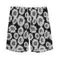 Black And White Sunflower Pattern Print Men's Athletic Shorts