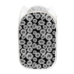 Black And White Sunflower Pattern Print Mesh Laundry Hamper