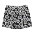 Black And White Sunflower Pattern Print Mesh Shorts